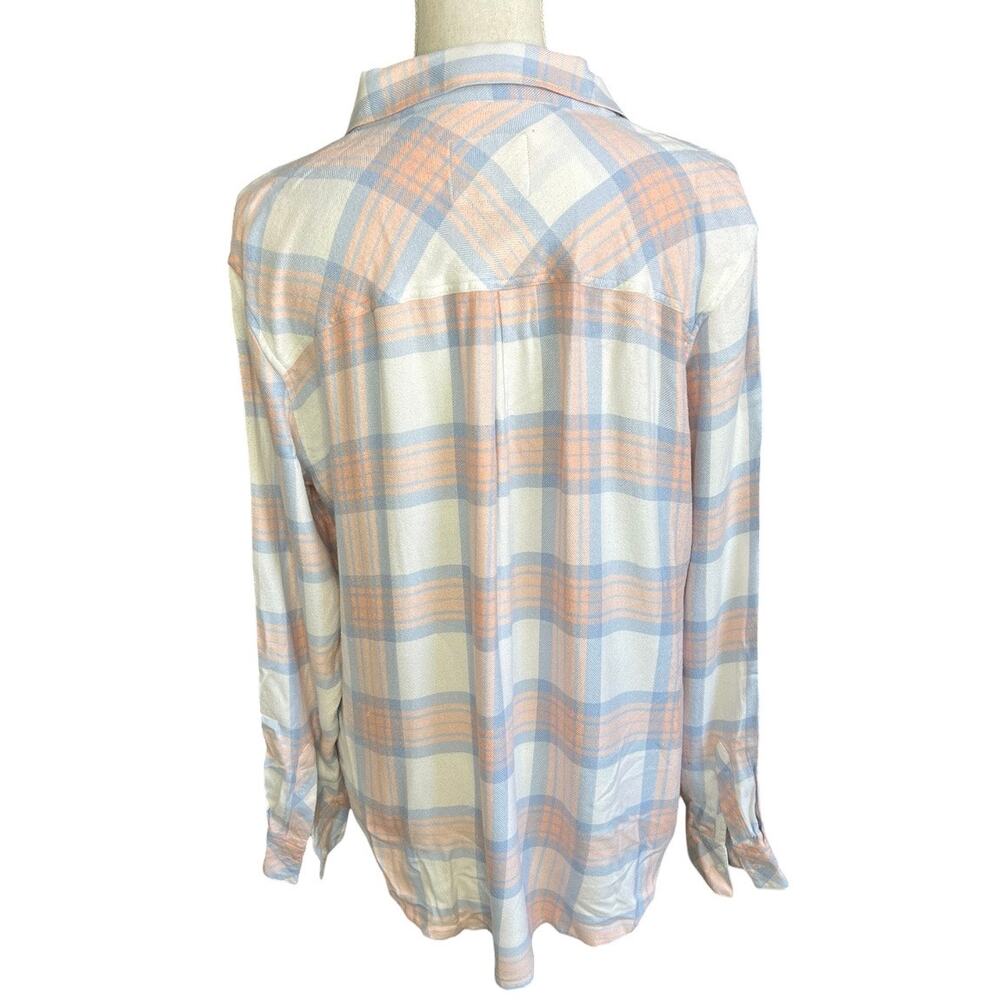 Rails Pastel Plaid Button-Up in Peach & Light Blue western fall size large - Picture 4 of 7